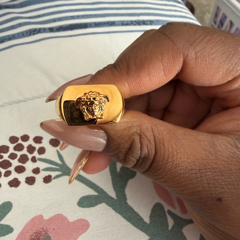 Versace Gold Medusa Signet Ring - Gold Tone